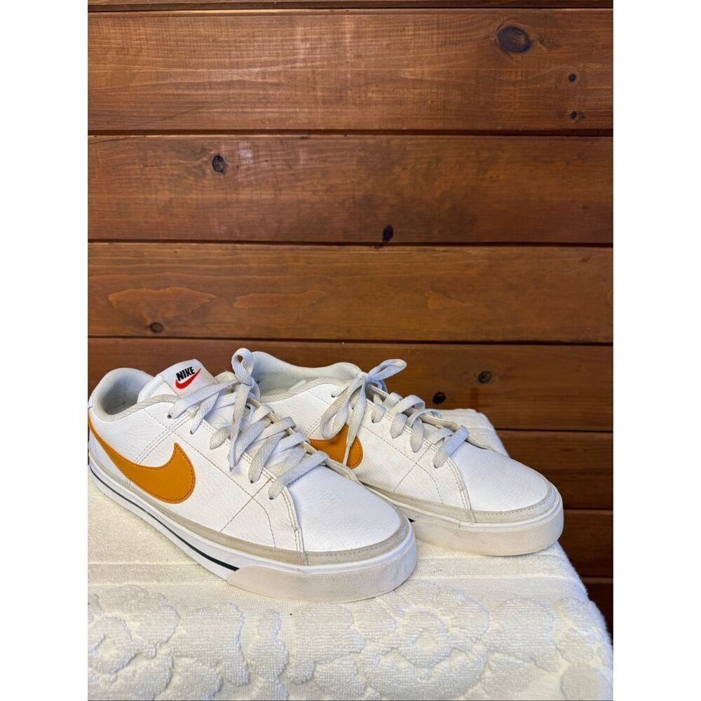 Nike Men's Court Legacy sneakers  White, Light Curry,  Black Sz 11 CU4150-109